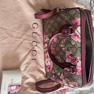Gucci Floral Satchel - Pink and Brown